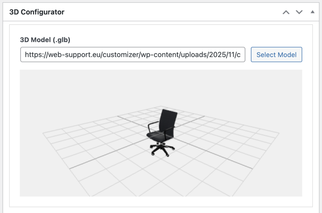 Admin metabox for selecting the model