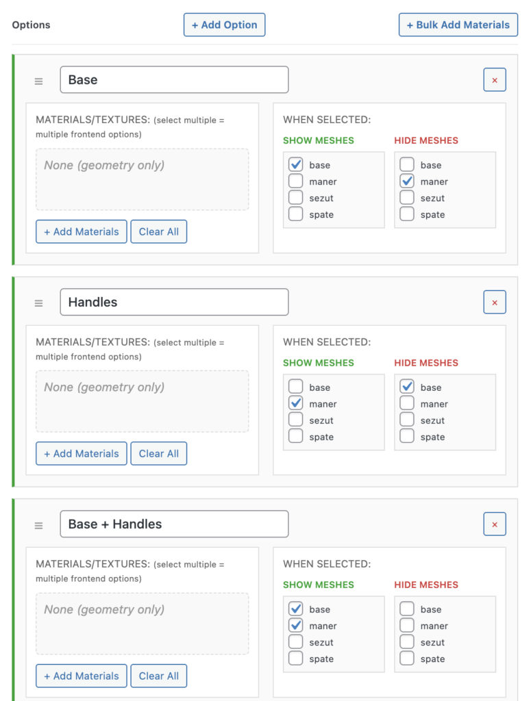 Showing and hiding parts of the model based on the steps